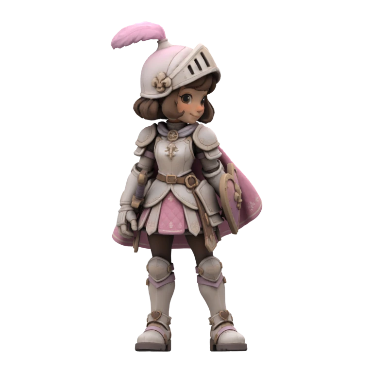 Pink knight 3D model generated with Tripo H3.1